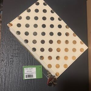 Kate Spade Cream and Black Polka Dot Clutch